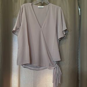 Zena - Mocha Top. Woven Double Layer Side Tie  Top